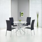 RAYMOND stół, blat - transparentny, nogi - chrom