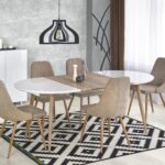 EDWARD stół rozkładany biały / dąb san remo