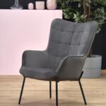 CASTEL fotel wypoczynkowy czarny / jasny popiel