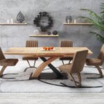 SANDOR 3 stół rozkładany, blat - dąb złoty, nogi - dąb złoty / czarny