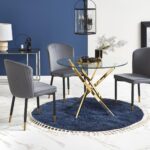 RAYMOND stół, blat - transparentny, nogi - złoty