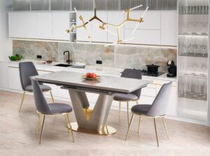 VALENTINO stół rozkładany jasny popiel/złoty (3p=1szt)