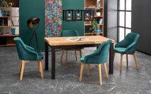 TIAGO stół rozkładany 140-220/80 blat: dąb craft, nogi: czarny (3p=1szt)