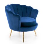 AMORINITO fotel wypoczynkowy granatowy / złoty
