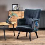 PAGONI fotel wypoczynkowy czarny (tkanina Bluvel #19)