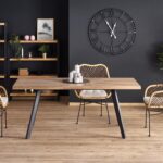 BERLIN stół rozkładany 160/220 cm, blat - orzechowy, stelaż - czarny