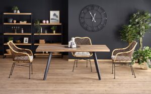 BERLIN stół rozkładany 160/220 cm, blat - orzechowy, stelaż - czarny (1p=1szt)