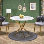 RAYMOND 2 stół, blat - biały marmur, nogi - złoty