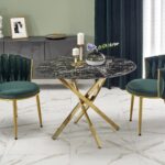 RAYMOND 2 stół, blat - czarny marmur, nogi - złoty