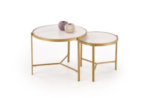 FATIMA zestaw 2 ław, biały marmur / złoty (1p=1szt)