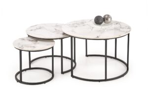 GILDA zestaw 3 ław, biały marmur / czarny (1p=1set)