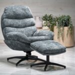 DARIO fotel wypoczynkowy z podnóżkiem oraz z funkcją kołyski, niebieski