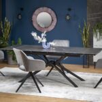 VITORINO stół rozkładany, blat - czarny marmur, nogi - czarny