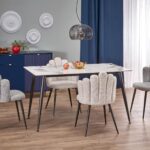 EMILIO 120 stół blat - biały marmur, nogi - czarny