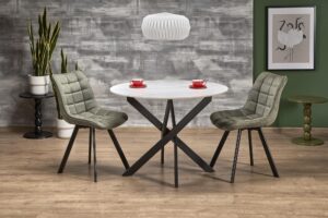 EDGAR 2 stół okrągły, blat - biały marmur, nogi - czarny (2p=1szt)