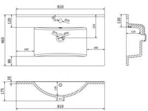 PRATO Umywalka ceramiczna wpuszczana 80 cm biały (1p=1szt)