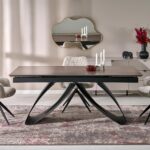 HILARIO stół rozkładany, blat - orzechowy, nogi - czarny