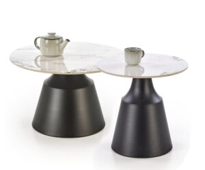 MAGNETA zestaw 2 ław, biały marmur / czarny (2p=1szt)