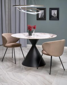 GARET stół okrągły, biały marmur / czarny (2p=1szt)