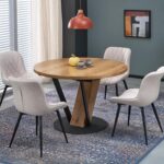 FANIS okrągły stół rozkładany, naturalny / czarny