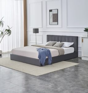 KATARINA łóżko z pojemnikiem na pościel, popielaty (2p=1szt)