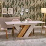 BRANDON stół rozkładany 160-200/90 cm kaszmir/dąb cremona