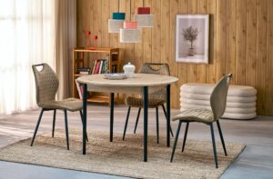 PIVOT stół rozkładany 102-142x102x75 cm, blat - dąb artisan, nogi - czarny (1p=1szt)