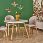 RUBEN stół kolor blat - kaszmir, nogi - naturalny (102-142x102x75 cm)