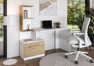 MISO biurko, biały / dąb artisan (2p=1szt)