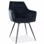 Krzesło welurowe z podłokietnikami LILIA Velvet - czarny Bluvel 19