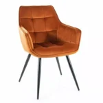 Krzesło welurowe z podłokietnikami LILIA Velvet - cynamon Bluvel 4215