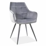Krzesło welurowe z podłokietnikami LILIA Velvet - szary Bluvel 14