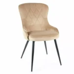 Krzesło tapicerowane welurowe LOTUS Velvet - beżowy Bluvel 28