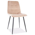 Krzesło welurowe pikowane MILA Velvet - beż Bluvel 28