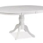 Stół okrągły rozkładany OLIVIA 106/141x106 - biały