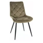 Krzesło tapicerowane welurowe RALPH Velvet - oliwkowy Bluvel 77