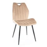 Krzesło tapicerowane welurowe ARCO Velvet - beżowy Bluvel 28