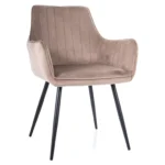 Krzesło tapicerowane z podłokietnikami APPLE Velvet - ciemny beżowy Bluvel 40
