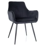 Krzesło tapicerowane z podłokietnikami APPLE Velvet - czarny Bluvel 19