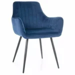 Krzesło tapicerowane z podłokietnikami APPLE Velvet - granatowy Bluvel 86