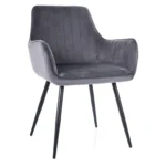 Krzesło tapicerowane z podłokietnikami APPLE Velvet - szary Bluvel 14