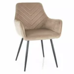 Krzesło welurowe z podłokietnikami FIG Velvet - beżowy Bluvel 28