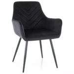 Krzesło welurowe z podłokietnikami FIG Velvet - czarny Bluvel 19