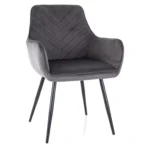 Krzesło welurowe z podłokietnikami FIG Velvet - szary Bluvel 14