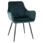 Krzesło welurowe z podłokietnikami FIG Velvet - zielony Bluvel 78