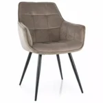 Krzesło welurowe z podłokietnikami LILIA Velvet - ciemny beżowy Bluvel 40
