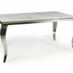 Stół PRINCE Ceramic 150x90 - biały marmur/chrom