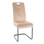 Krzesło welurowe na płozie AXO Velvet - beżowy Bluvel 28