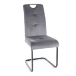 Krzesło welurowe na płozie AXO Velvet - szary Bluvel 14