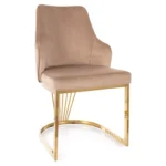 Krzesło tapicerowane welurowe ALURE Velvet - złoty/beżowy Bluvel 28